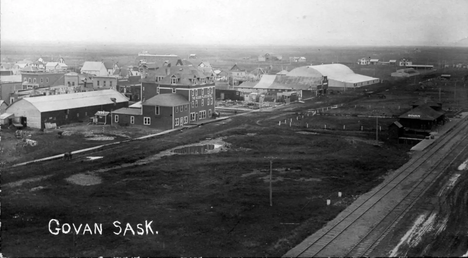 Govan, Sask., view over the town and railway
