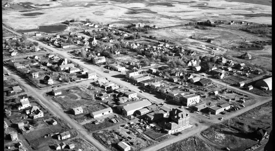 Aerial view of the town